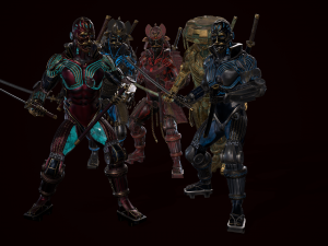 cyborg samurai low poly models 3D 模型