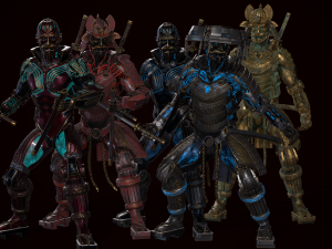 cyborg samurai low poly models 3D 模型