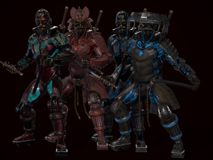 cyborg samurai low poly models 3D 模型