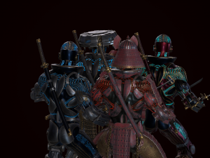 cyborg samurai low poly models 3D 模型