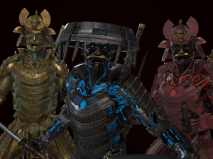 cyborg samurai low poly models 3D 模型
