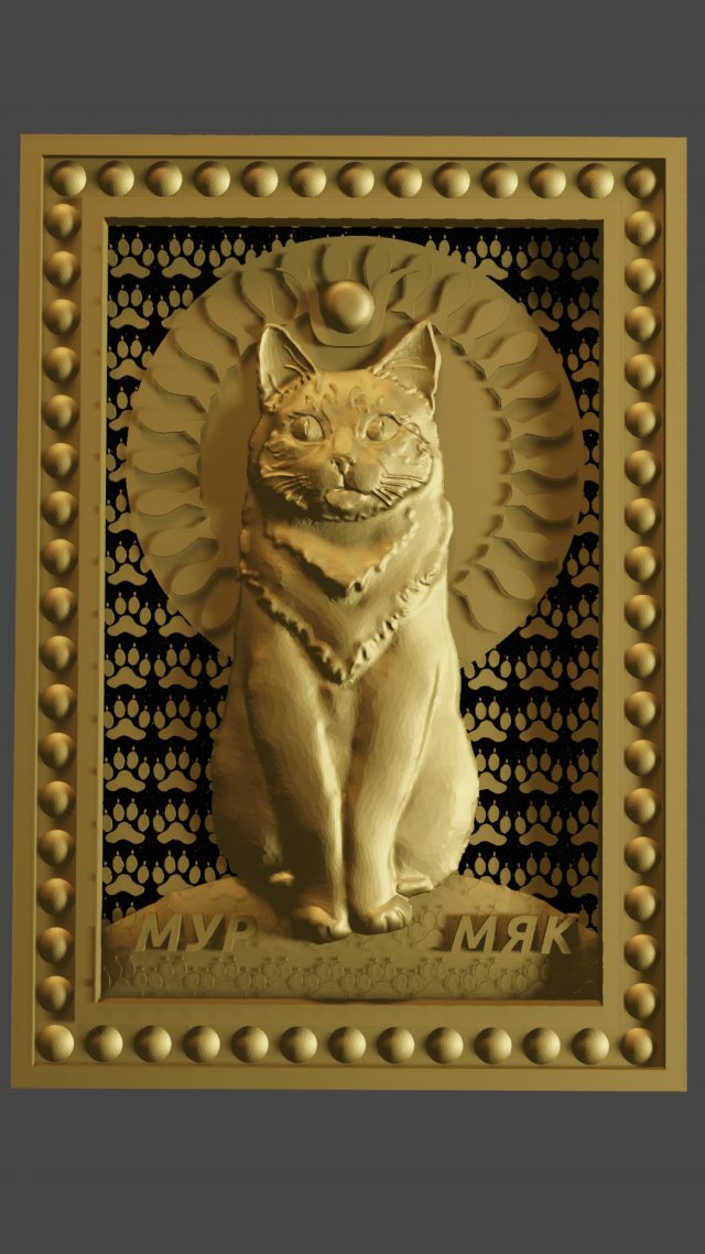 cat relief 3D-Druckmodell .c4d .max .obj .3ds .fbx .stl .blend 