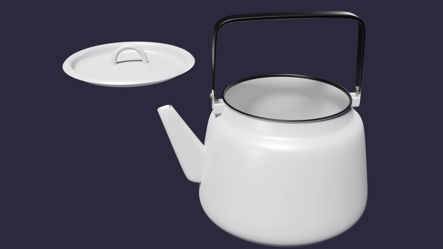 enamel teapot kettle white 3D Model .c4d .max .obj .3ds .fbx .stl .blend