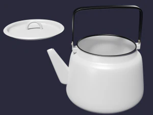 tetera esmaltada blanca Modelo 3D