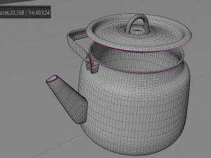 enamel teapot kettle white 3D Model