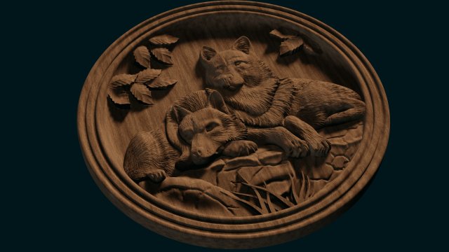wolves relief for cnc 3D-Druckmodell .c4d .max .obj .3ds .fbx .stl .blend 