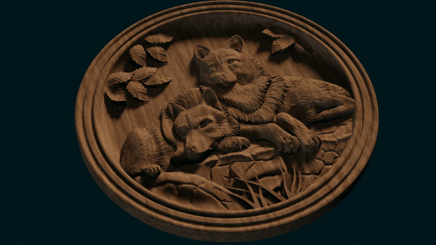 wolves relief for cnc 3D Print Model .c4d .max .obj .3ds .fbx .stl .blend