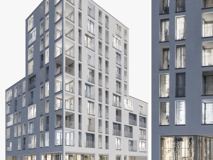 modern residential building 01 - night Modelo 3D