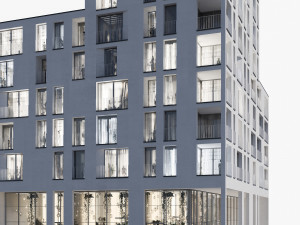 modern residential building 01 - night 3D-Modell