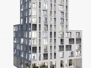 modern residential building 01 - night 3D-Modell