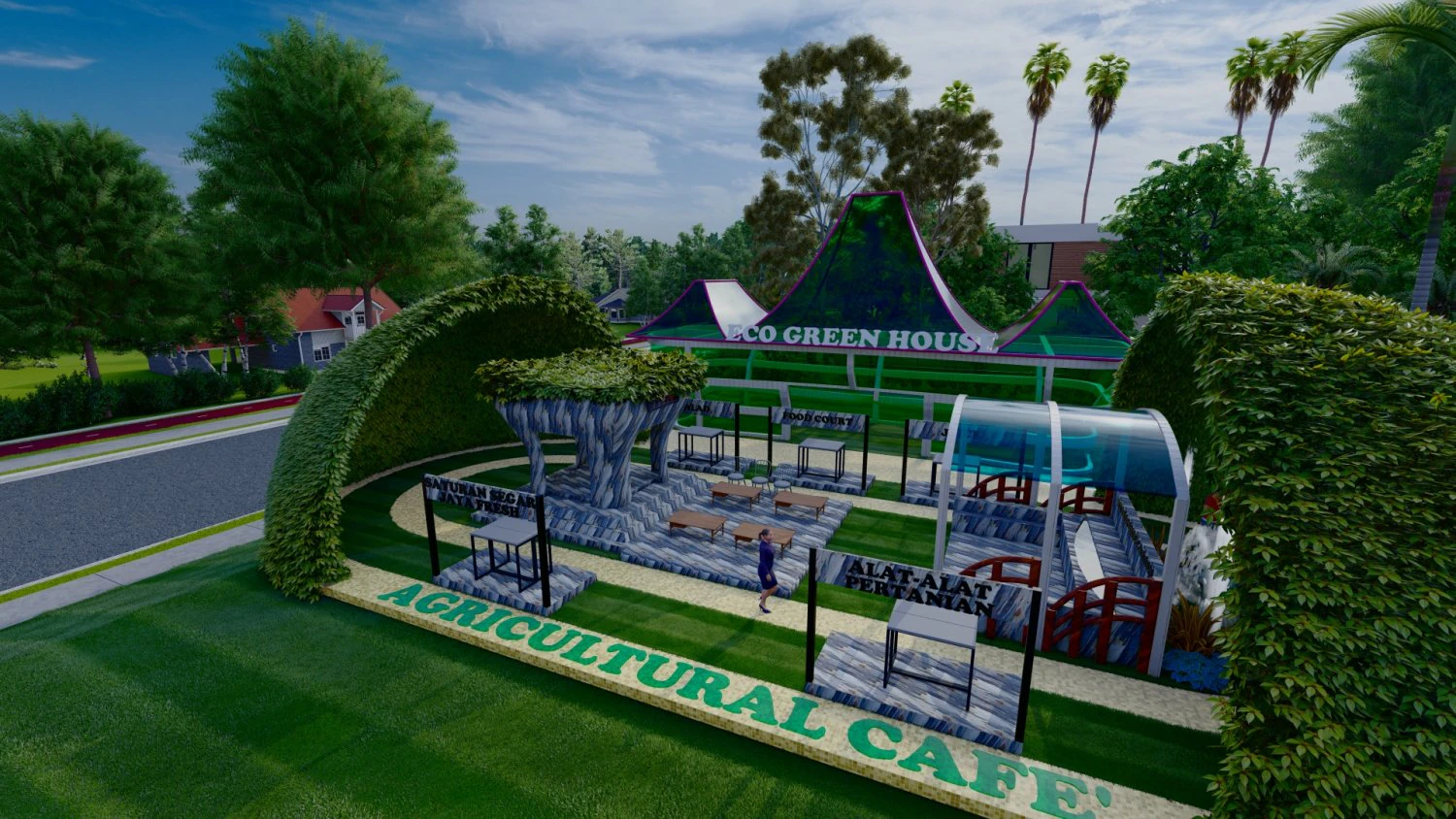 eco green house cafe 3D Model .c4d .max .obj .3ds .fbx .stl .blend 