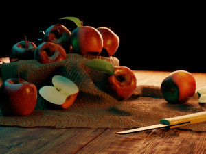 3d scene apple in dark room Modèle 3D