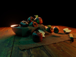 3d scene apple in dark room 3D Model