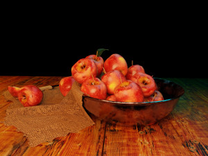 3d scene apple in dark room 3D Model