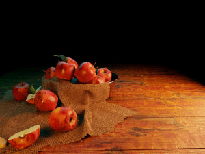 3d scene apple in dark room 3D Model