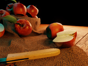 3d scene apple in dark room 3D Model