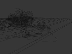 3d scene apple in dark room 3D Model