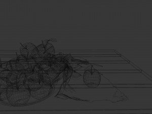 3d scene apple in dark room 3D Model