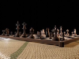 3d scene chess in dark room 3D Modell
