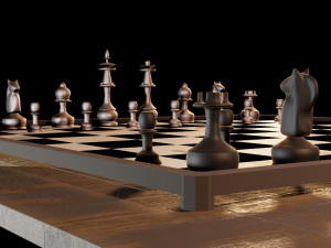 3d scene chess in dark room 3D Modell
