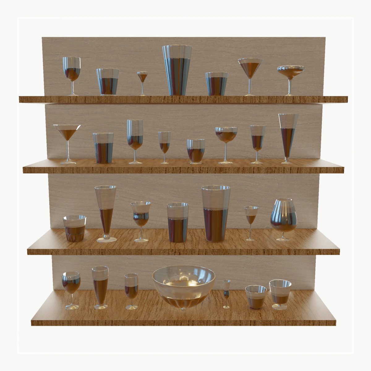 3d set of glasses 3D Model .c4d .max .obj .3ds .fbx .stl .blend 