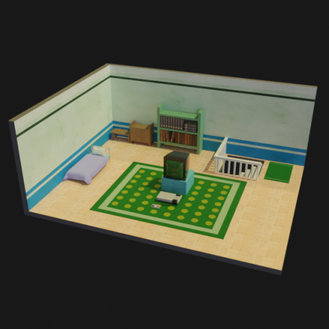 leaf green pokmon room 3D Model .c4d .max .obj .3ds .fbx .stl .blend 