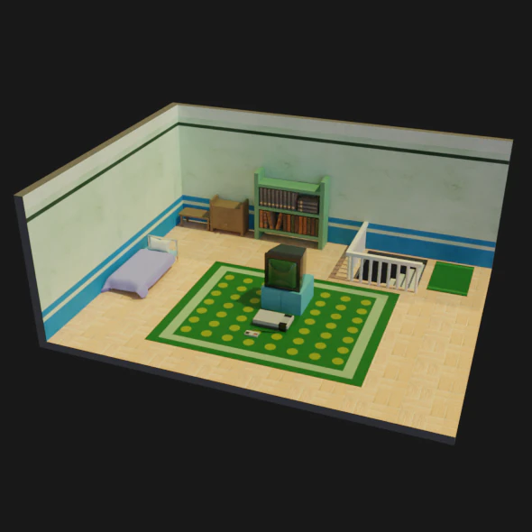 leaf green pokmon room 3D Model .c4d .max .obj .3ds .fbx .stl .blend 