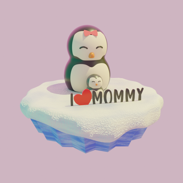 mothers day penguin mom and son 3D Model .c4d .max .obj .3ds .fbx .stl .blend 