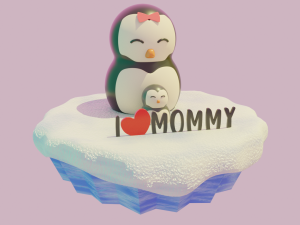 mothers day penguin mom and son 3D Model