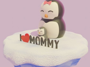 mothers day penguin mom and son 3D Model