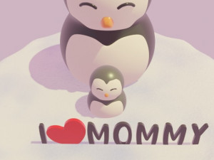 mothers day penguin mom and son 3D Model