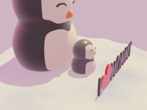 mothers day penguin mom and son 3D Model