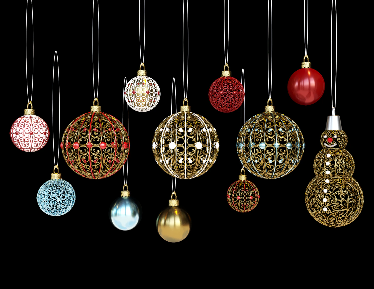 christmas balls 3D Model .c4d .max .obj .3ds .fbx .stl .blend 