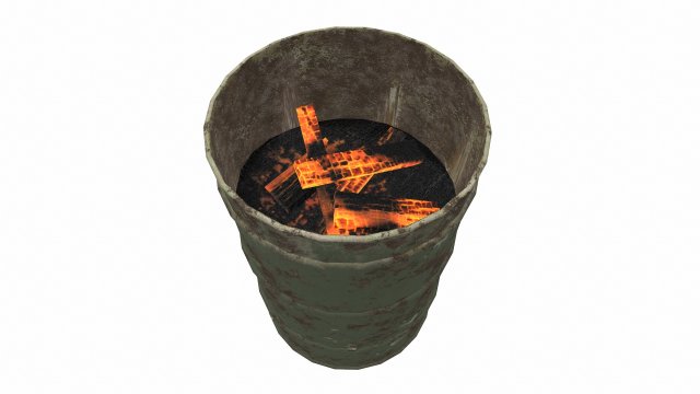 barrel fire low poly pbr 3D Model .c4d .max .obj .3ds .fbx .stl .blend 