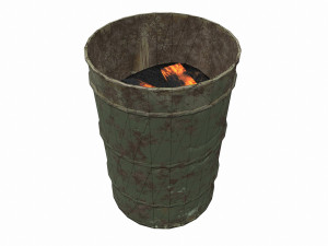 barrel fire low poly pbr 3D Model