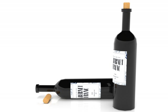 wine bottle - low poly - pbr - game ready 3Dモデル .c4d .max .obj .3ds .fbx .stl .blend 