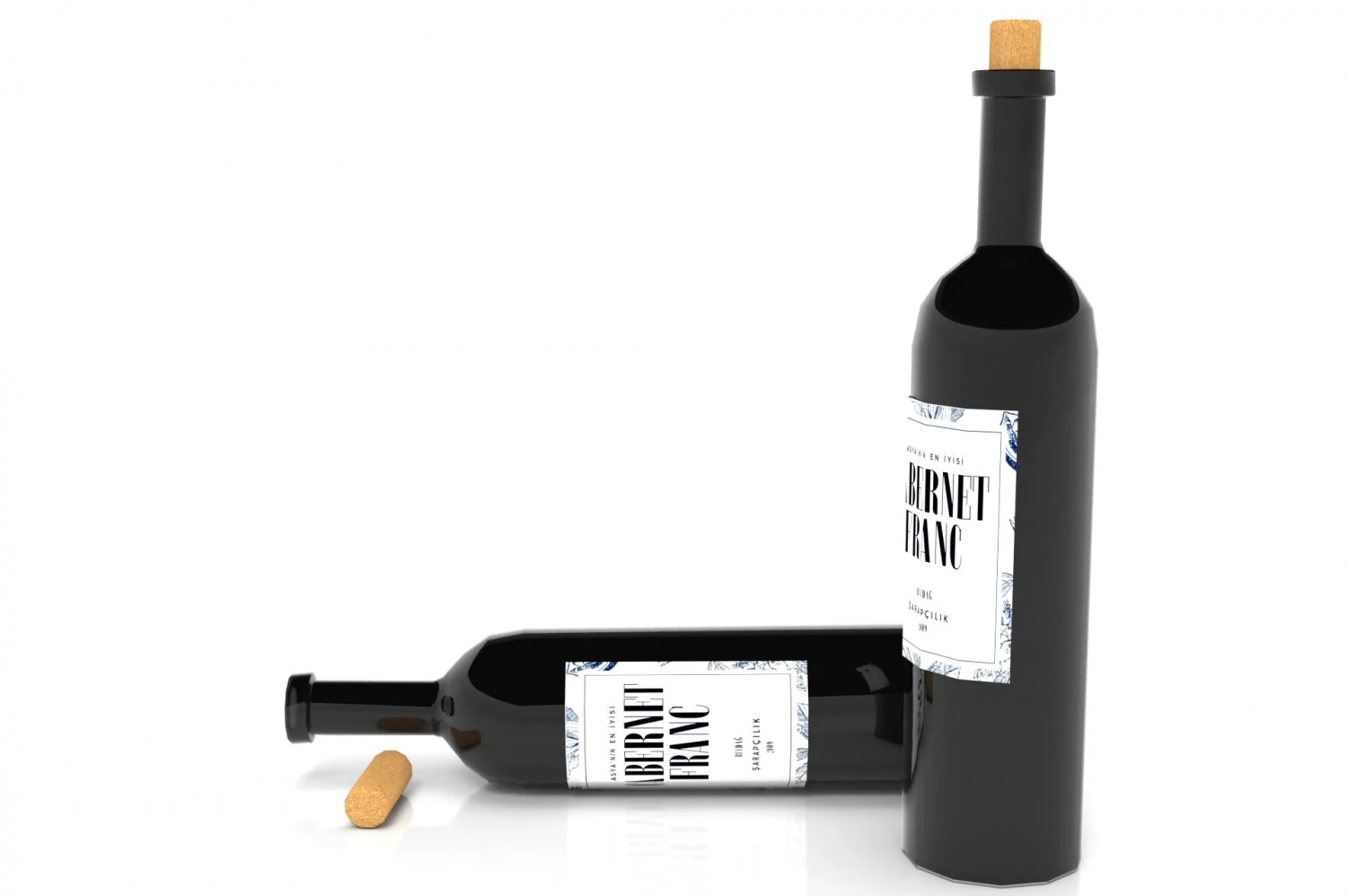 wine bottle - low poly - pbr - game ready 3D Model .c4d .max .obj .3ds .fbx .stl .blend