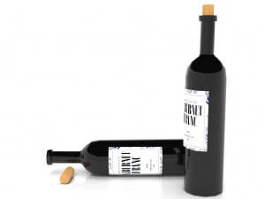 бутылка вина — низкополигональная — PBR — игра готова 3D Модель