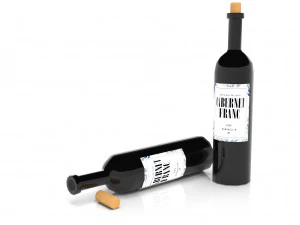 wine bottle - low poly - pbr - game ready 3D Model