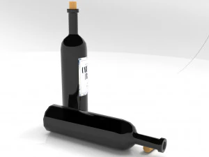 wine bottle - low poly - pbr - game ready 3D Model