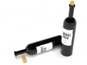 wine bottle - low poly - pbr - game ready 3D Model