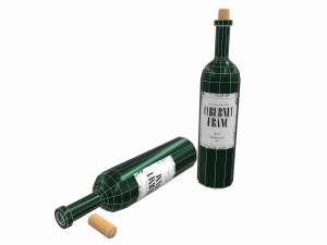 wine bottle - low poly - pbr - game ready 3Dモデル