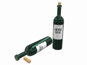 wine bottle - low poly - pbr - game ready 3D Model