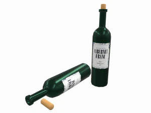 wine bottle - low poly - pbr - game ready 3D Model