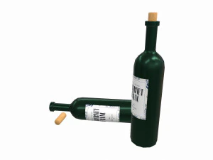 wine bottle - low poly - pbr - game ready 3D Model