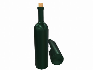 wine bottle - low poly - pbr - game ready 3Dモデル