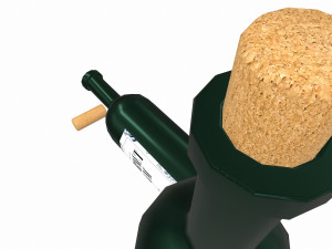 wine bottle - low poly - pbr - game ready 3Dモデル