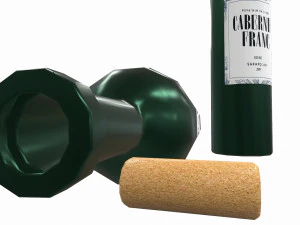 wine bottle - low poly - pbr - game ready 3D Model