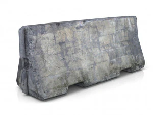 Бетонный барьер - низкополигональная - PBR 3D Модель