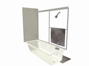 shower tub low poly - pbr - game ready 3D Model